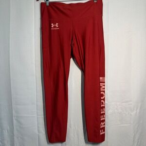 Under Armour Freedom Leggings XL Red Graphic Logo Athletic Pants